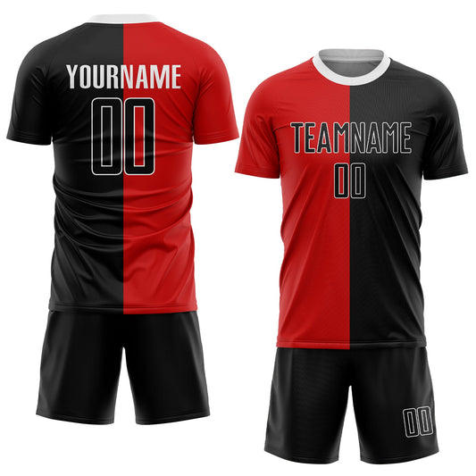 Custom Red Black-White Sublimation Split Fashion Soccer Uniform Jersey - Sky-Custom