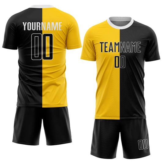 Custom Gold Black-White Sublimation Split Fashion Soccer Uniform Jersey - Sky-Custom
