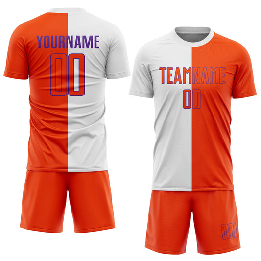 Custom White Orange-Purple Sublimation Split Fashion Soccer Uniform Jersey - Sky-Custom