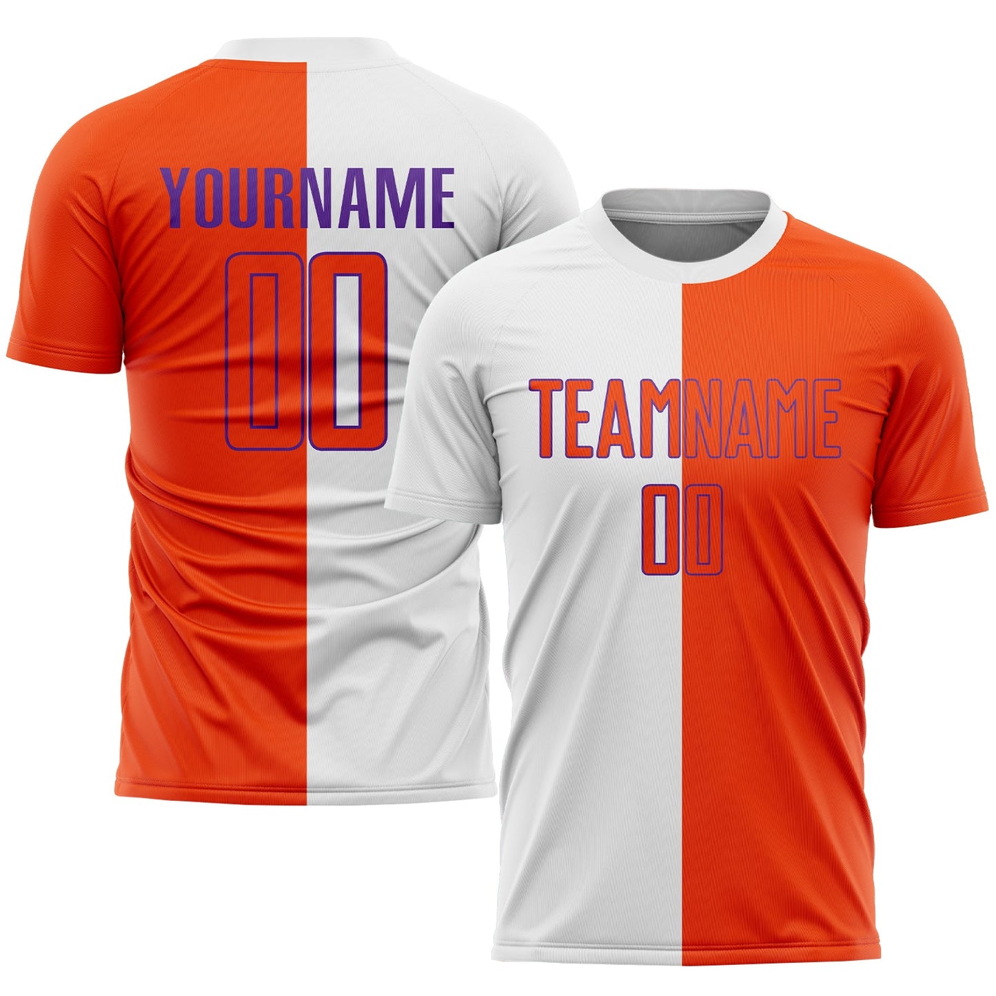 Custom White Orange-Purple Sublimation Split Fashion Soccer Uniform Jersey - Sky-Custom