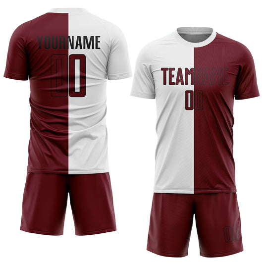Custom White Crimson-Black Sublimation Split Fashion Soccer Uniform Jersey - Sky-Custom