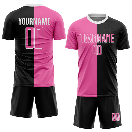 Custom Black Pink-White Sublimation Split Fashion Soccer Uniform Jersey - Sky-Custom