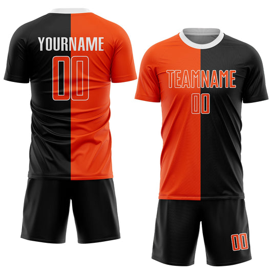 Custom Black Orange-White Sublimation Split Fashion Soccer Uniform Jersey - Sky-Custom