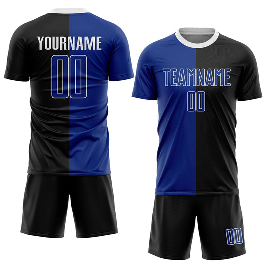 Custom Black Royal-White Sublimation Split Fashion Soccer Uniform Jersey - Sky-Custom