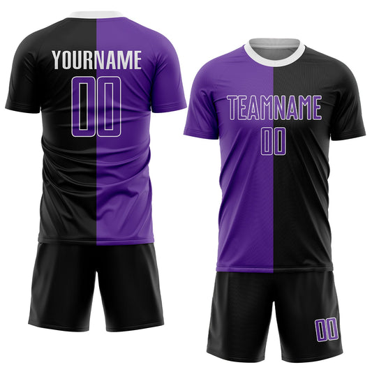 Custom Black Purple-White Sublimation Split Fashion Soccer Uniform Jersey - Sky-Custom