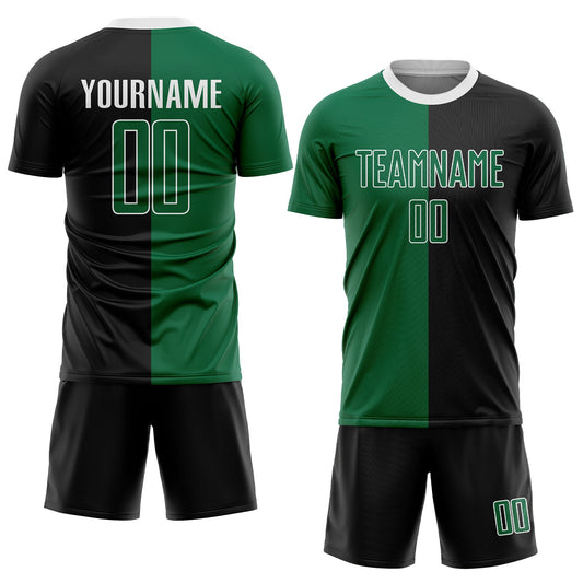 Custom Black Kelly Green-White Sublimation Split Fashion Soccer Uniform Jersey - Sky-Custom