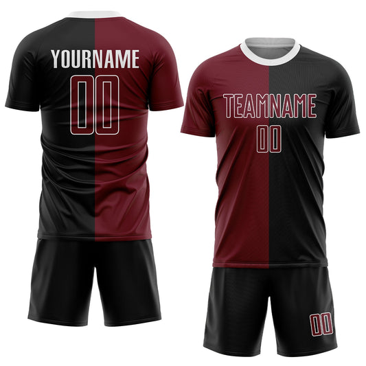 Custom Black Crimson-White Sublimation Split Fashion Soccer Uniform Jersey - Sky-Custom