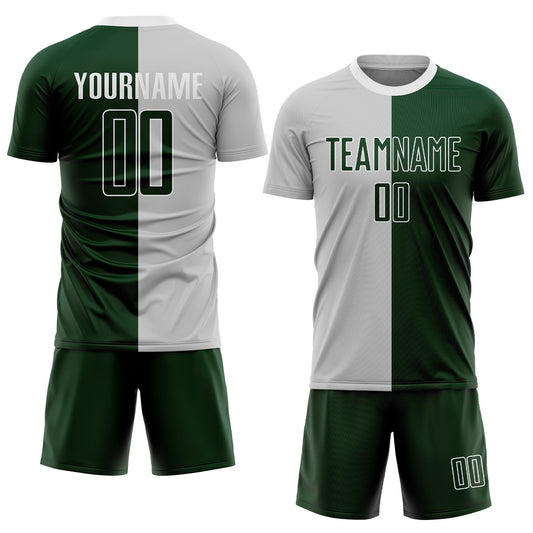 Custom Gray Green-White Sublimation Split Fashion Soccer Uniform Jersey - Sky-Custom
