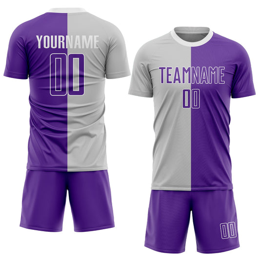 Custom Gray Purple-White Sublimation Split Fashion Soccer Uniform Jersey - Sky-Custom