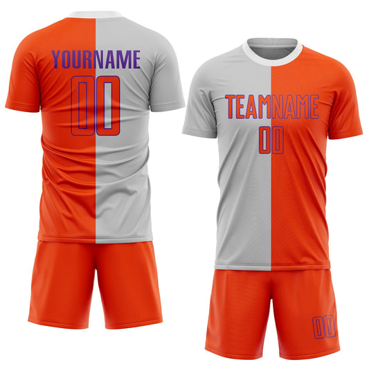 Custom Gray Orange-Purple Sublimation Split Fashion Soccer Uniform Jersey - Sky-Custom