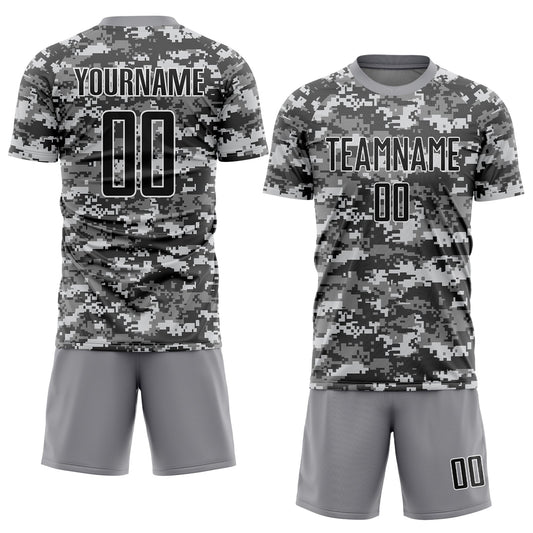 Custom Camo Black-Gray Sublimation Salute To Service Soccer Uniform Jersey - Sky-Custom