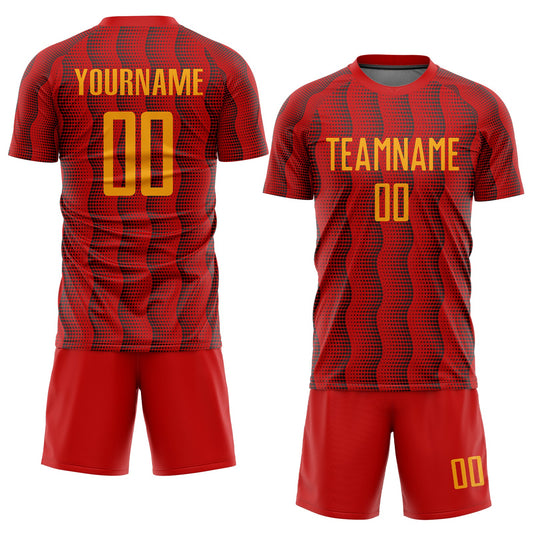 Custom Red Gold Sublimation Soccer Uniform Jersey - Sky-Custom