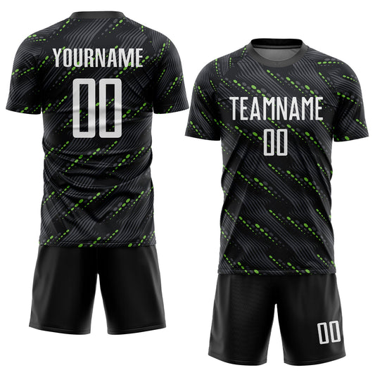 Custom Black White-Kelly Green Sublimation Soccer Uniform Jersey - Sky-Custom