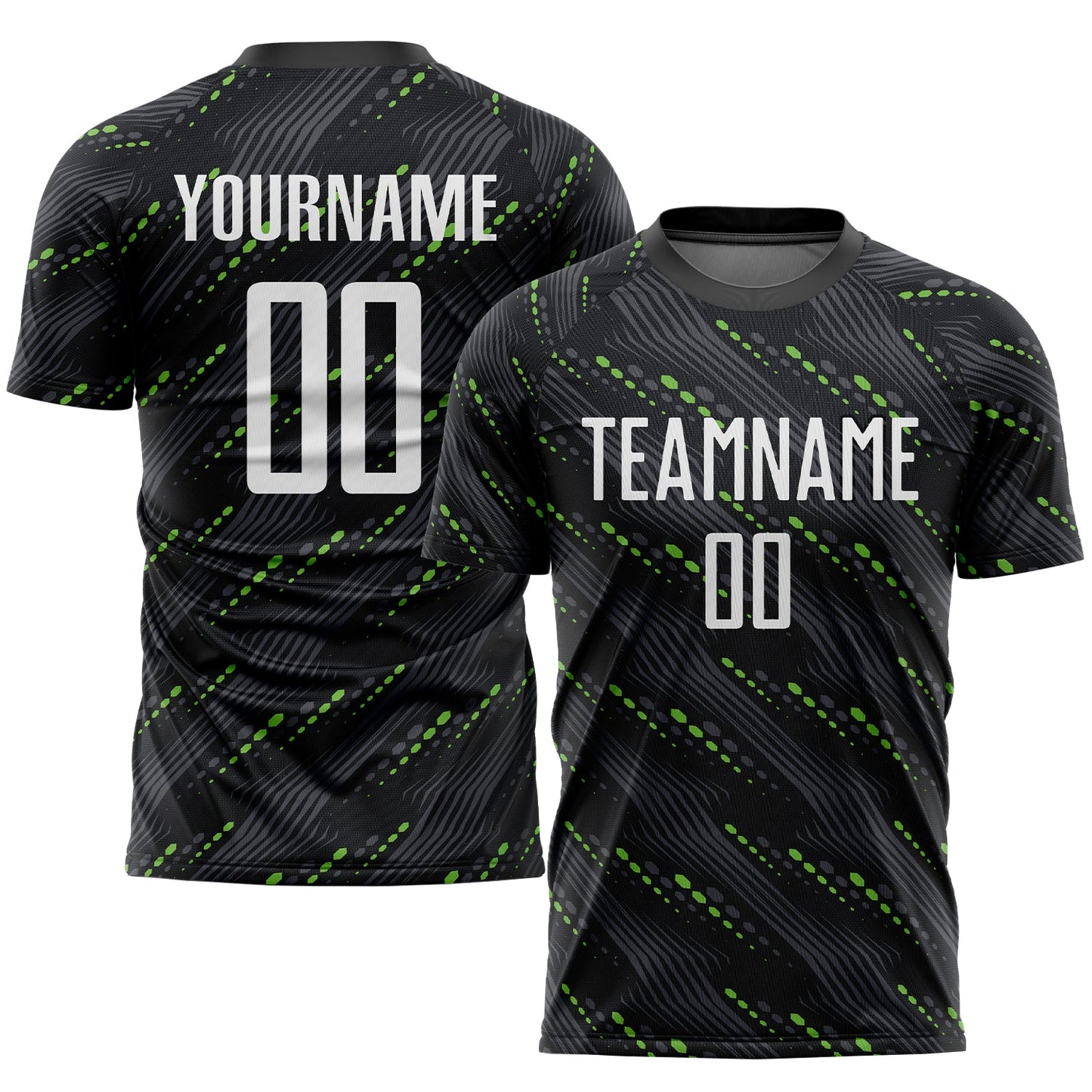 Custom Black White-Kelly Green Sublimation Soccer Uniform Jersey - Sky-Custom