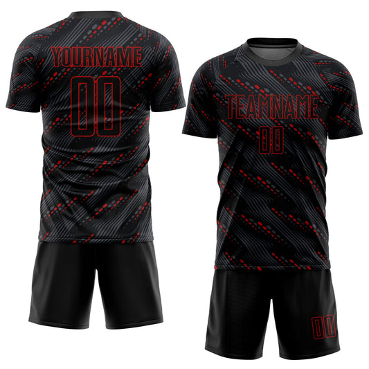 Custom Black Red Sublimation Soccer Uniform Jersey - Sky-Custom