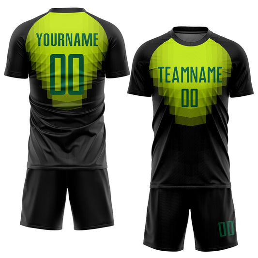 Custom Black Kelly Green Sublimation Soccer Uniform Jersey - Sky-Custom