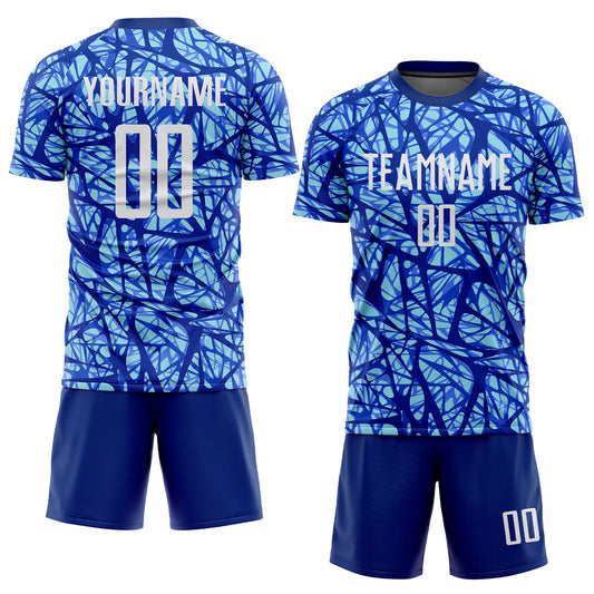 Custom Royal White-Light Blue Sublimation Soccer Uniform Jersey - Sky-Custom