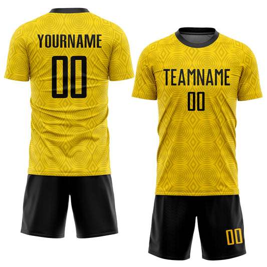 Custom Gold Black Sublimation Soccer Uniform Jersey - Sky-Custom