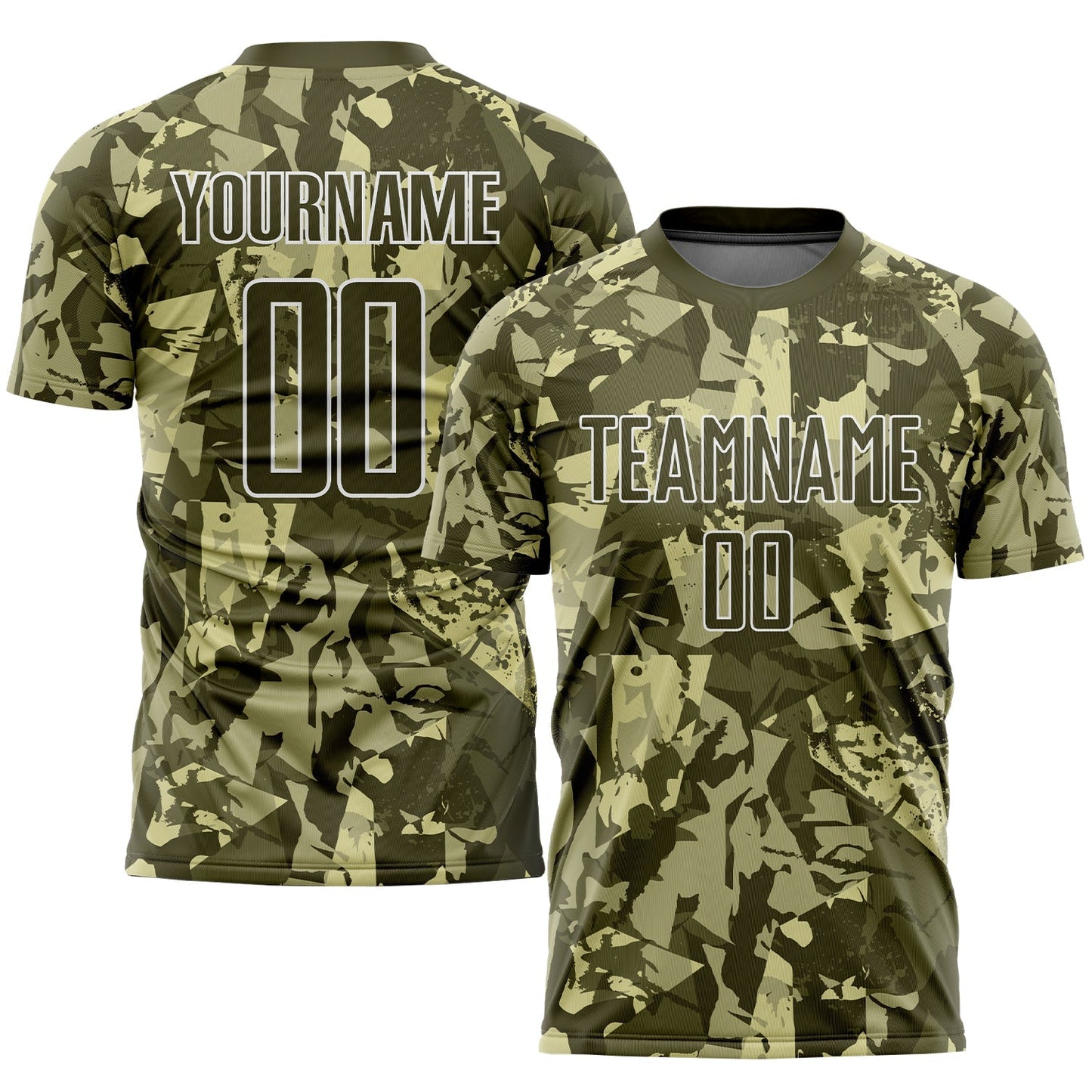 Custom Camo Olive-White Sublimation Salute To Service Soccer Uniform Jersey - Sky-Custom