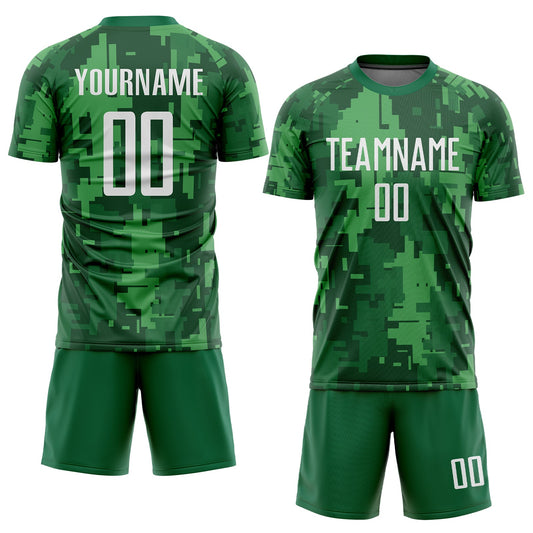 Custom Camo White-Kelly Green Sublimation Salute To Service Soccer Uniform Jersey - Sky-Custom
