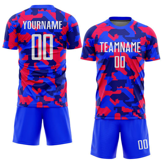Custom Camo White-Royal Sublimation Salute To Service Soccer Uniform Jersey - Sky-Custom