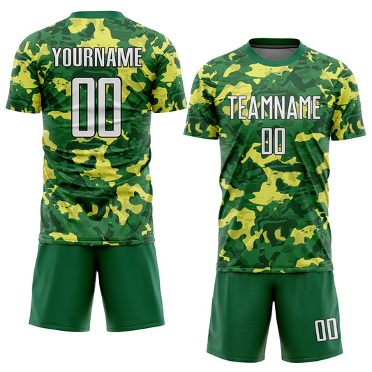 Custom Camo White-Kelly Green Sublimation Salute To Service Soccer Uniform Jersey - Sky-Custom