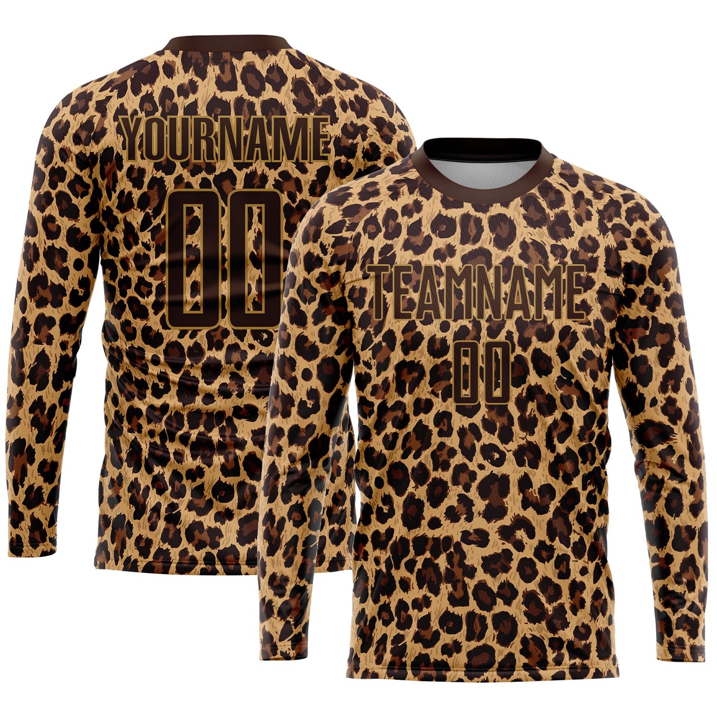 Custom Brown Brown-Old Gold Sublimation Leopard Soccer Uniform Jersey - Sky-Custom