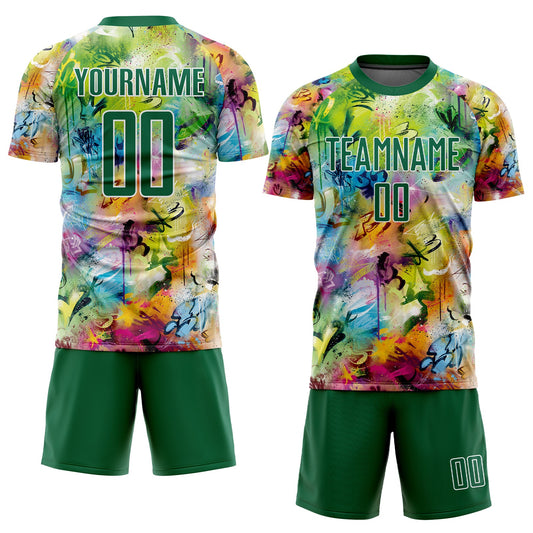 Custom Graffiti Pattern Kelly Green-White Sublimation Soccer Uniform Jersey - Sky-Custom