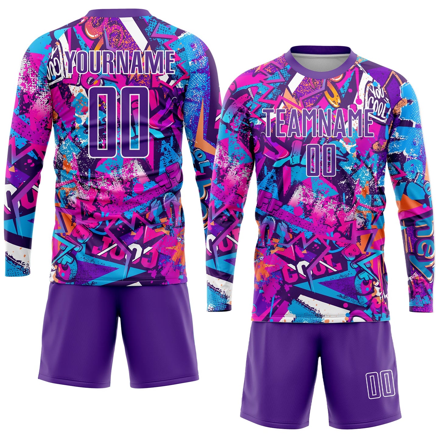 Custom Graffiti Pattern Purple-White Sublimation Soccer Uniform Jersey - Sky-Custom