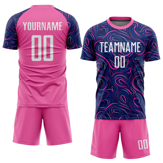 Custom Navy White-Pink Sublimation Soccer Uniform Jersey - Sky-Custom