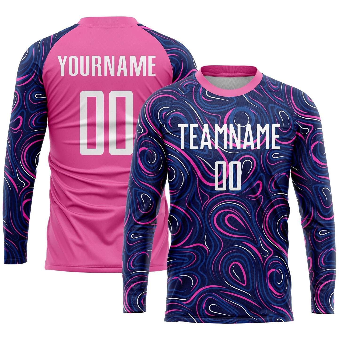 Custom Navy White-Pink Sublimation Soccer Uniform Jersey - Sky-Custom