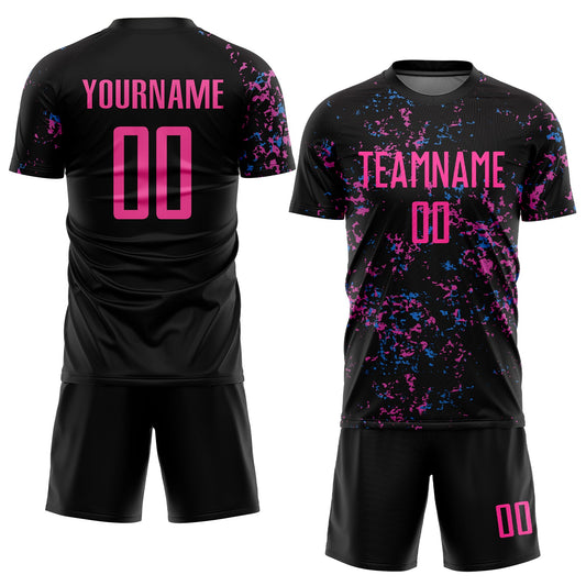 Custom Black Pink-Light Blue Sublimation Soccer Uniform Jersey - Sky-Custom
