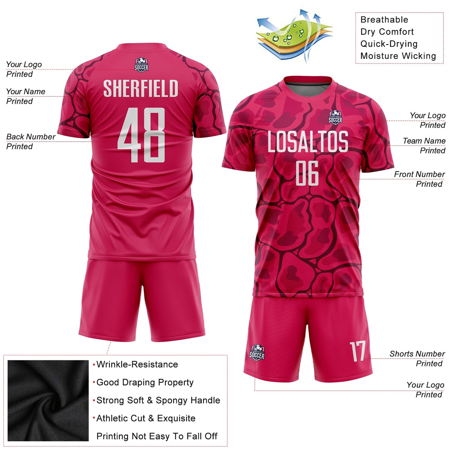 Custom Red White-Black Sublimation Soccer Uniform Jersey - Sky-Custom