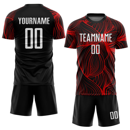 Custom Black White-Red Sublimation Soccer Uniform Jersey - Sky-Custom