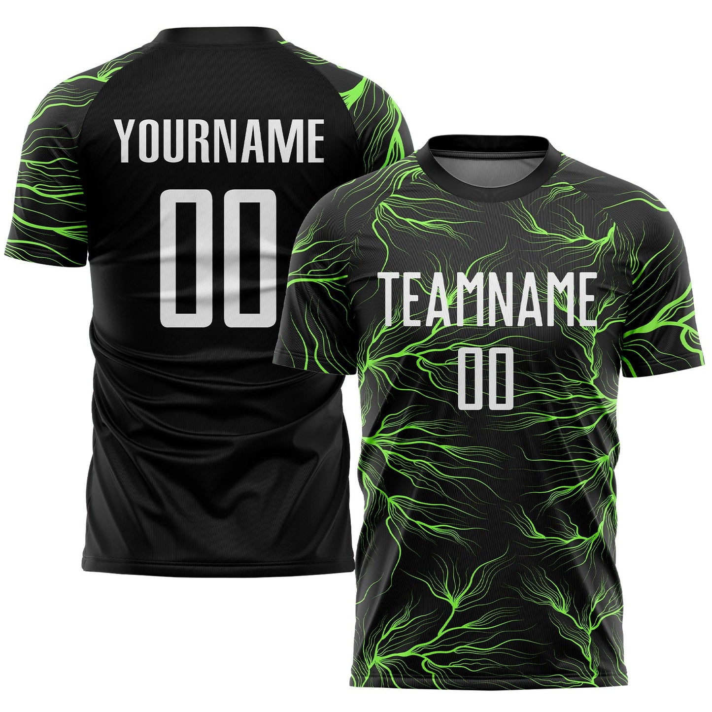 Custom Black White-Neon Green Sublimation Soccer Uniform Jersey - Sky-Custom