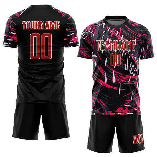 Custom Black Red-White Sublimation Soccer Uniform Jersey - Sky-Custom
