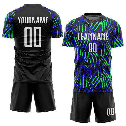Custom Black White-Neon Green Sublimation Soccer Uniform Jersey - Sky-Custom