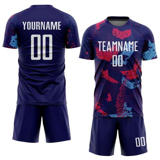Custom Navy White-Light Blue Sublimation Soccer Uniform Jersey - Sky-Custom