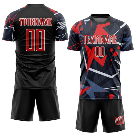 Custom Black Red-White Sublimation Soccer Uniform Jersey - Sky-Custom