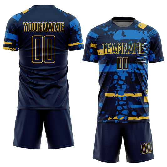 Custom Navy Navy-Gold Sublimation Soccer Uniform Jersey - Sky-Custom
