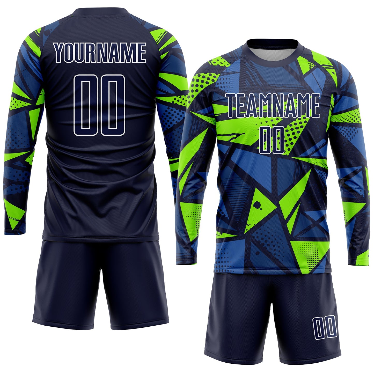 Custom Navy Navy-Neon Green Sublimation Soccer Uniform Jersey - Sky-Custom
