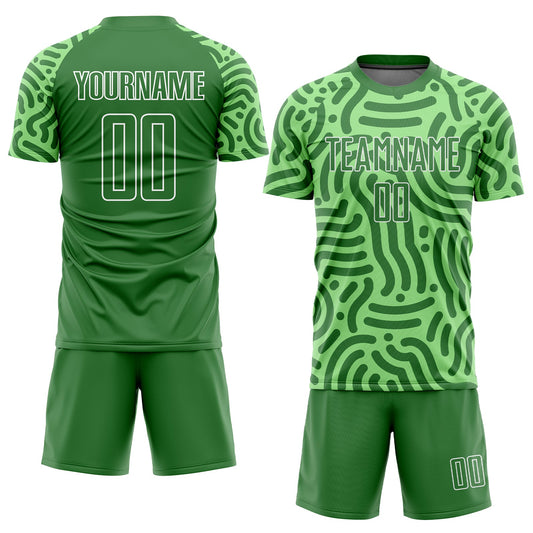 Custom Neon Green Kelly Green-White Sublimation Soccer Uniform Jersey - Sky-Custom
