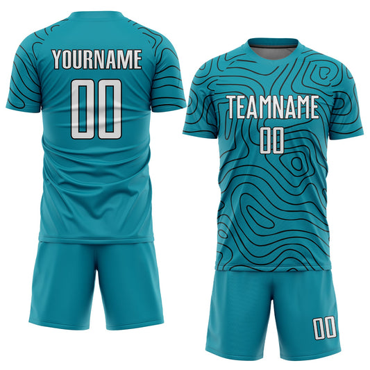 Custom Teal White-Black Sublimation Soccer Uniform Jersey - Sky-Custom