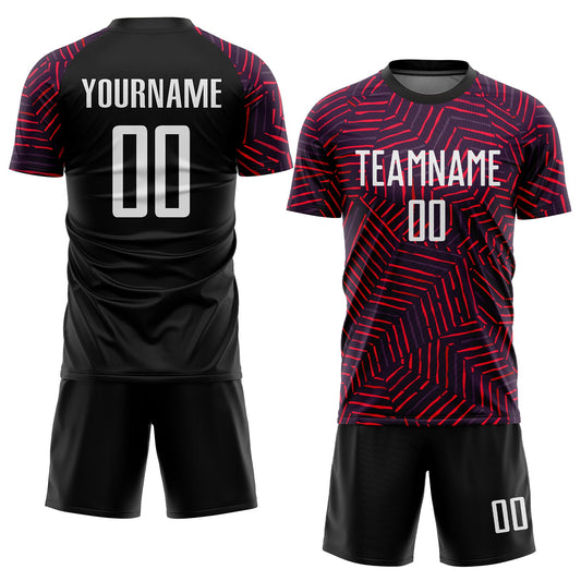 Custom Black White-Red Sublimation Soccer Uniform Jersey - Sky-Custom