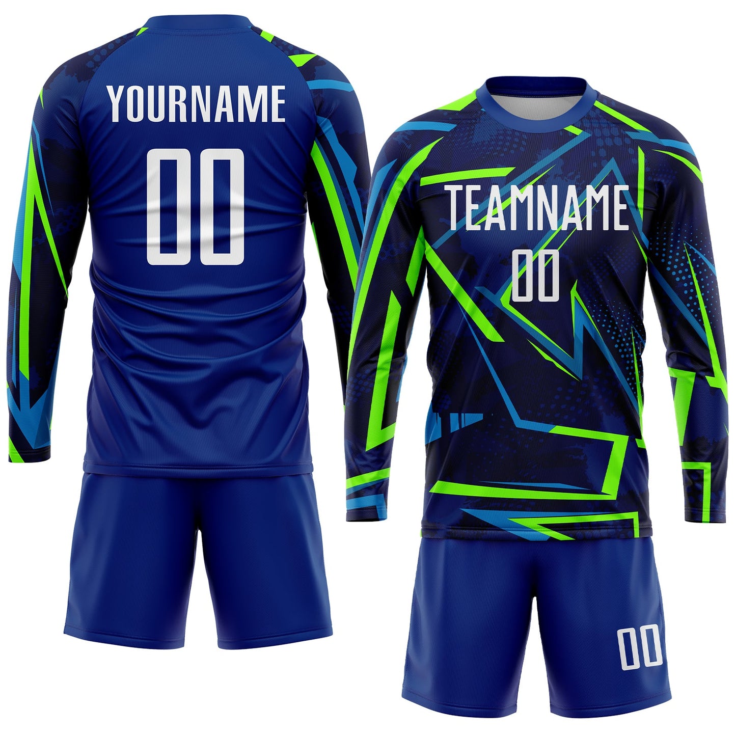 Custom Royal White-Neon Green Sublimation Soccer Uniform Jersey - Sky-Custom