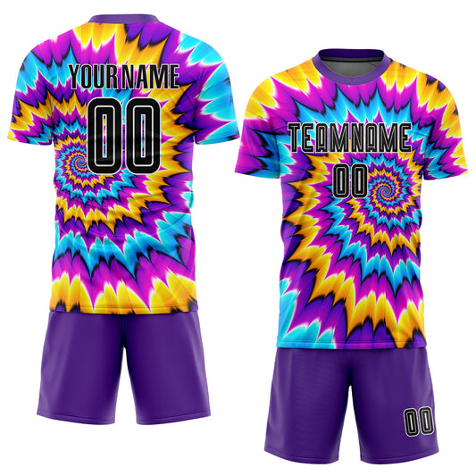 Custom Tie Dye Black-White Sublimation Soccer Uniform Jersey - Sky-Custom