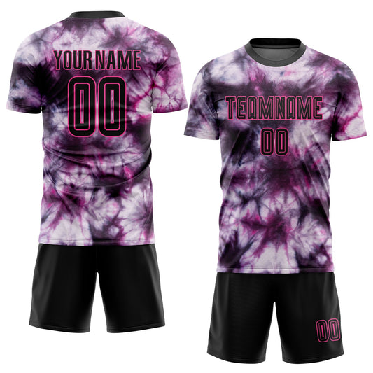 Custom Tie Dye Black-Pink Sublimation Soccer Uniform Jersey - Sky-Custom