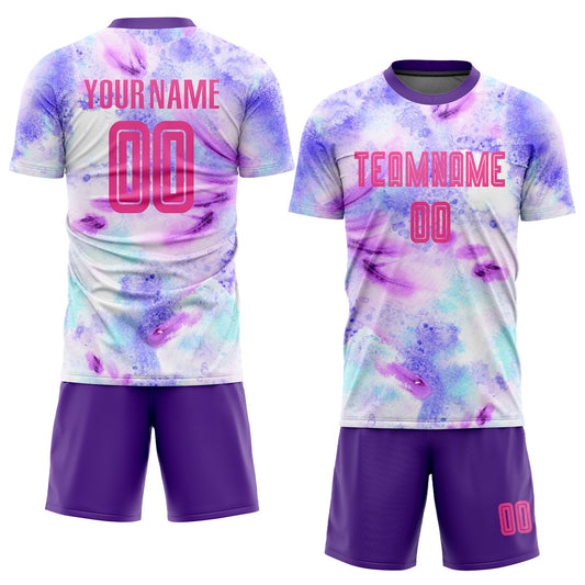 Custom Tie Dye Pink-Purple Sublimation Soccer Uniform Jersey - Sky-Custom