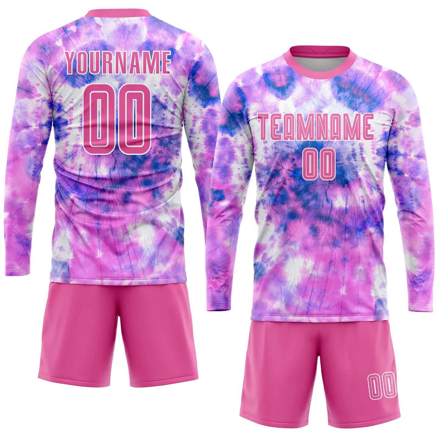 Custom Tie Dye Pink-White Sublimation Soccer Uniform Jersey - Sky-Custom