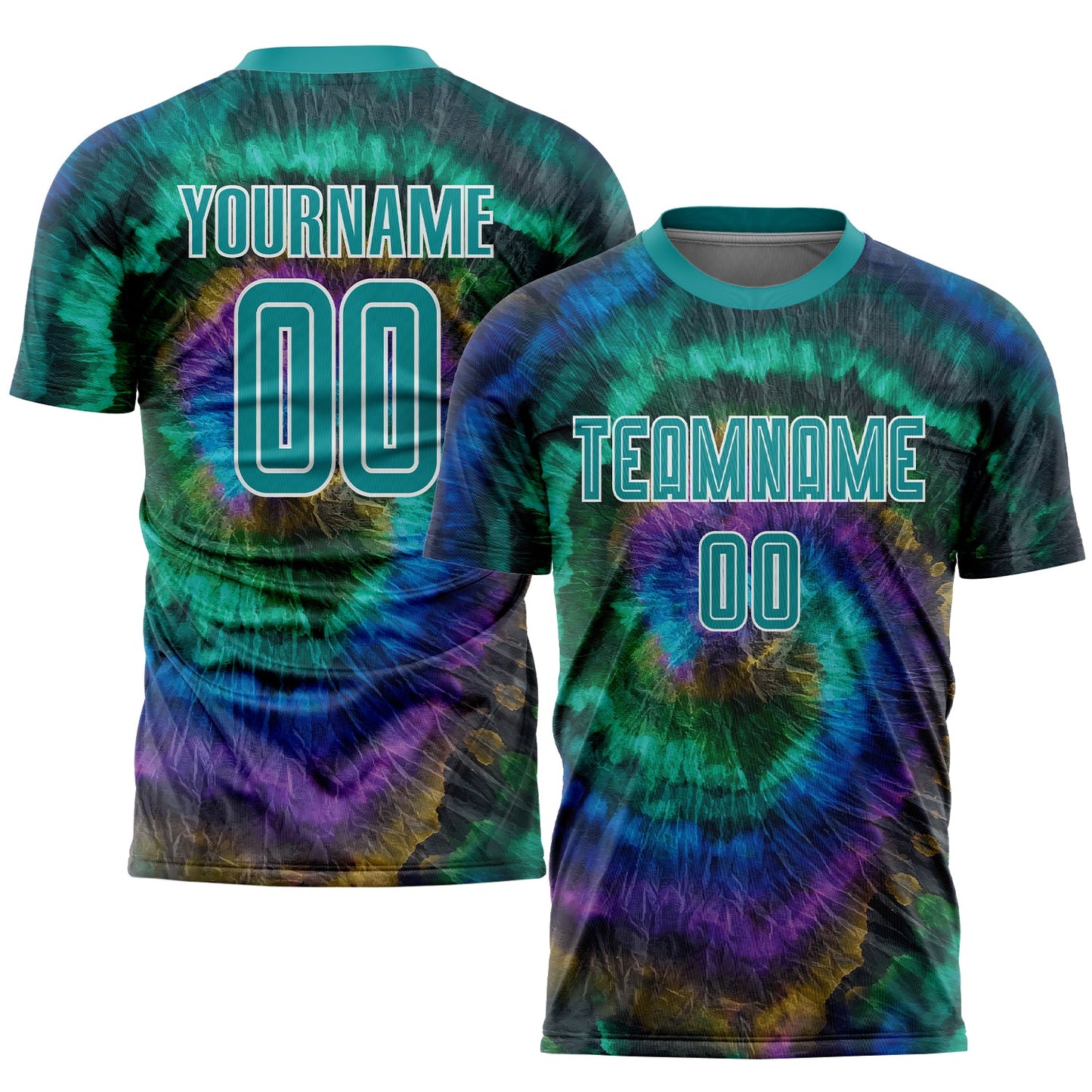 Custom Tie Dye Teal-White Sublimation Soccer Uniform Jersey - Sky-Custom